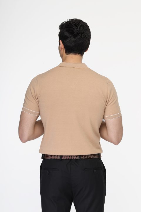 Polo Shirt Regular Fit Knitted Beige - Image 3