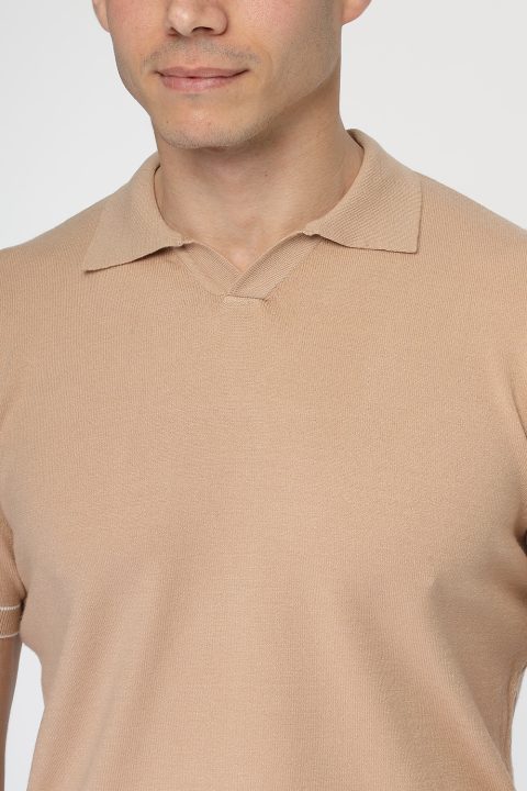 Polo Shirt Regular Fit Knitted Beige - Image 2