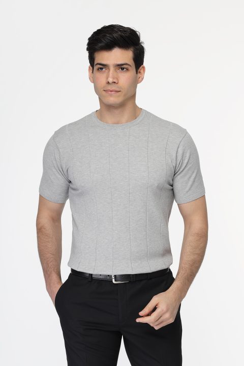 Regular Fit Knitted T-Shirt Gray