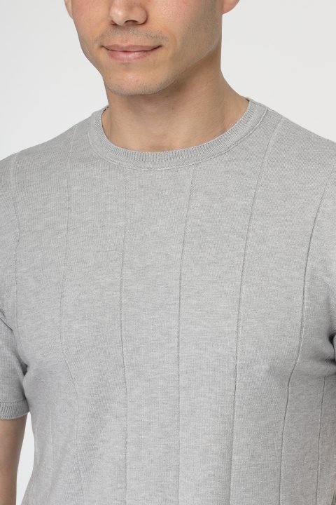 Regular Fit Knitted T-Shirt Gray - Image 2