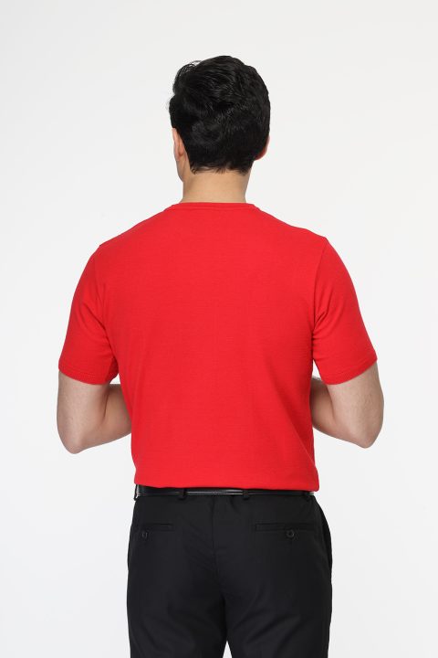 Regular Fit Knitted T-Shirt Red - Image 4