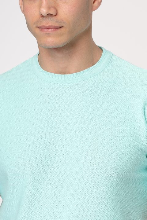 Regular Fit T-Shirt Knitted Light Green - Image 2