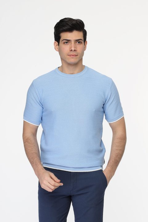 Regular Fit T-Shirt Knitted Light Blue