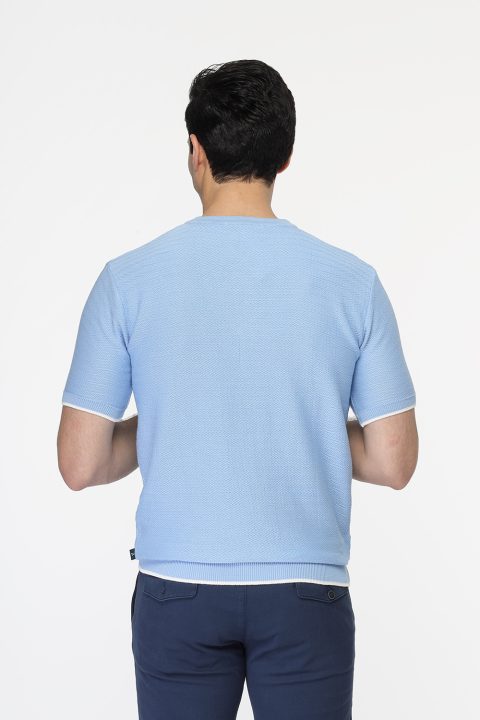 Regular Fit T-Shirt Knitted Light Blue - Image 3