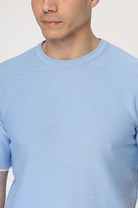 Regular Fit T-Shirt Knitted Light Blue - Image 2