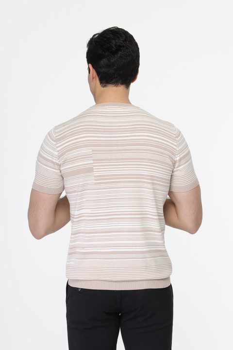 Regular Fit T-Shirt Knitted Beige - Image 3