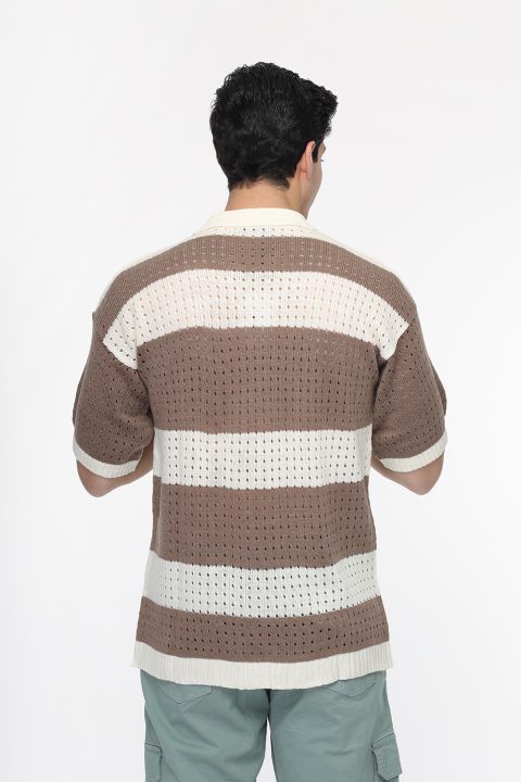 Polo Shirt Regular Fit Knitted Brown - Image 3