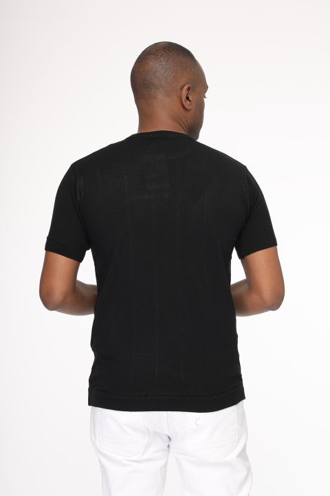 Regular Fit Knitted T-Shirt Black - Image 3