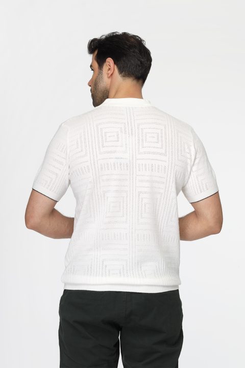 Polo Shirt Regular Fit Knitted Off White - Image 3