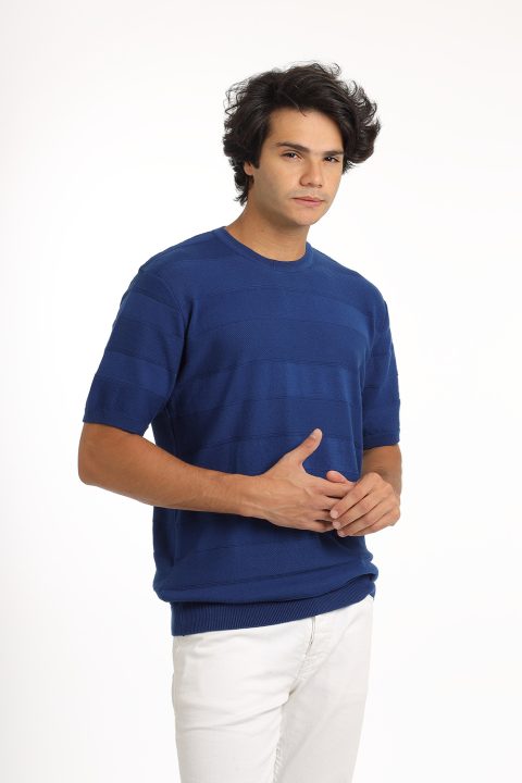 Regular Fit T-Shirt Knitted Blue