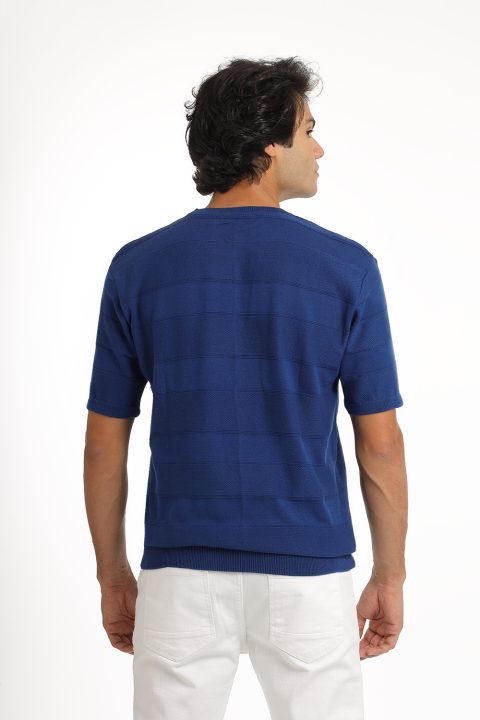 Regular Fit T-Shirt Knitted Blue - Image 3