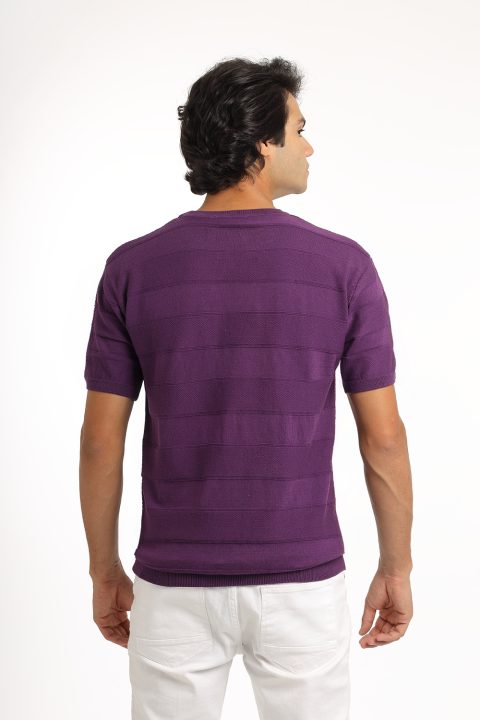 Regular Fit T-Shirt Knitted Purple - Image 3