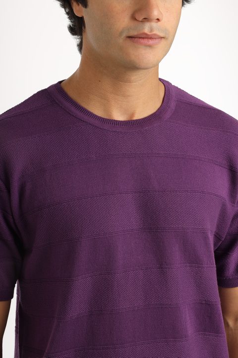 Regular Fit T-Shirt Knitted Purple - Image 2