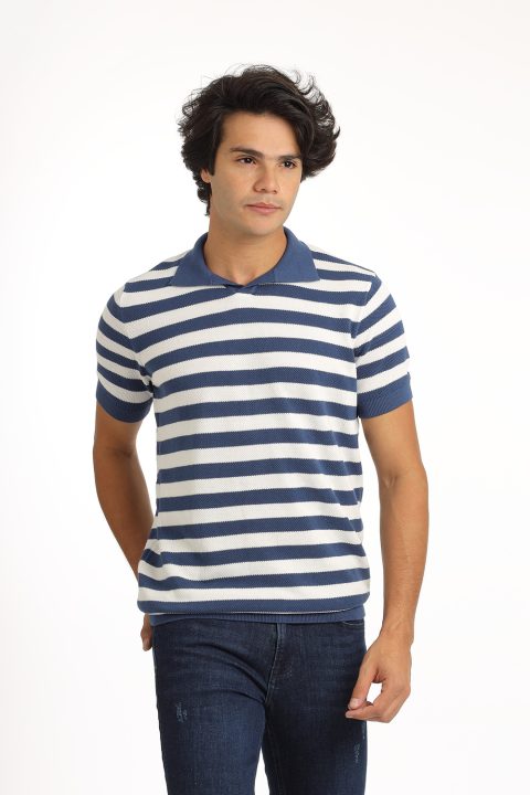 Polo Shirt Regular Fit Knitted Blue