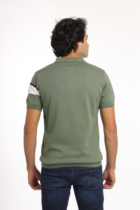 Polo Shirt Regular Fit Knitted Green - Image 3