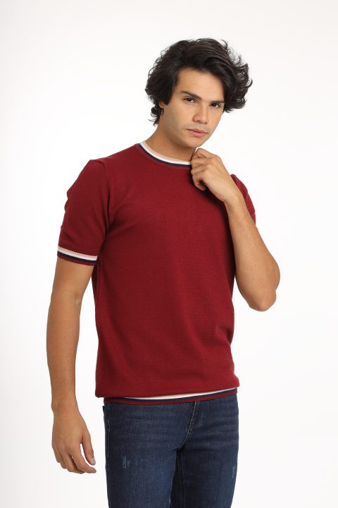 Regular Fit T-Shirt Knitted Maroon