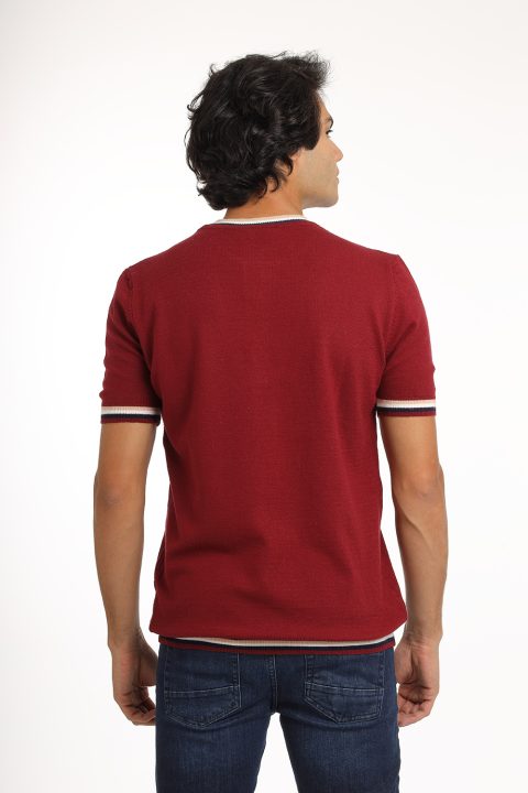 Regular Fit T-Shirt Knitted Maroon - Image 3