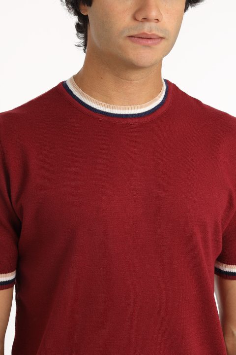 Regular Fit T-Shirt Knitted Maroon - Image 2