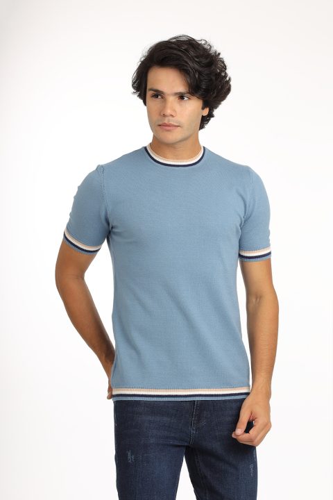 Regular Fit T-Shirt Knitted Blue