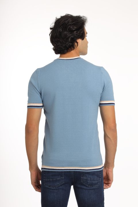 Regular Fit T-Shirt Knitted Blue - Image 3