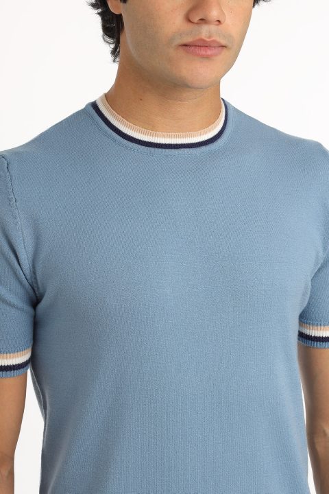 Regular Fit T-Shirt Knitted Blue - Image 2