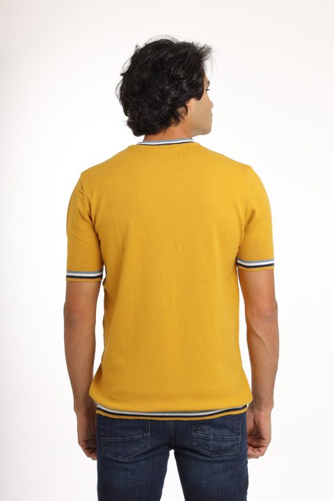 Regular Fit T-Shirt Knitted Yellow - Image 3