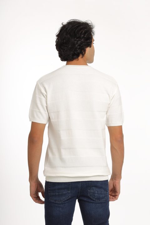 Regular Fit T-Shirt Knitted Off White - Image 3