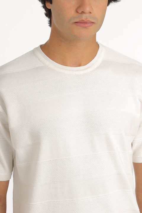 Regular Fit T-Shirt Knitted Off White - Image 2