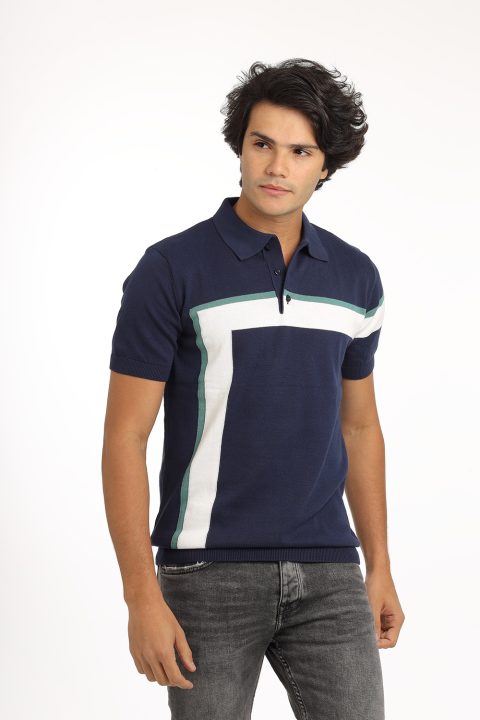 Polo Shirt Regular Fit Knitted Dark Blue