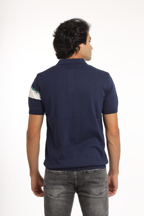 Polo Shirt Regular Fit Knitted Dark Blue - Image 3