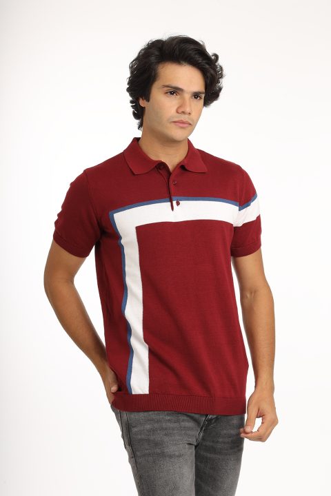 Polo Shirt Regular Fit Knitted Maroon