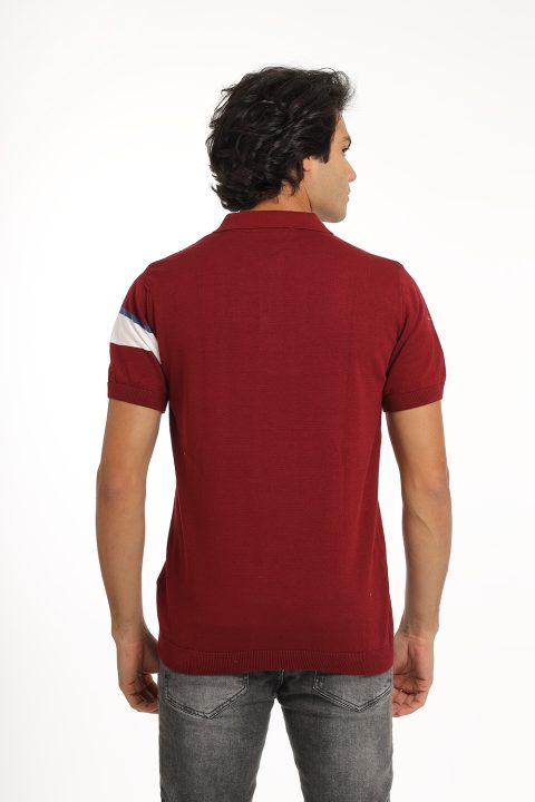 Polo Shirt Regular Fit Knitted Maroon - Image 3