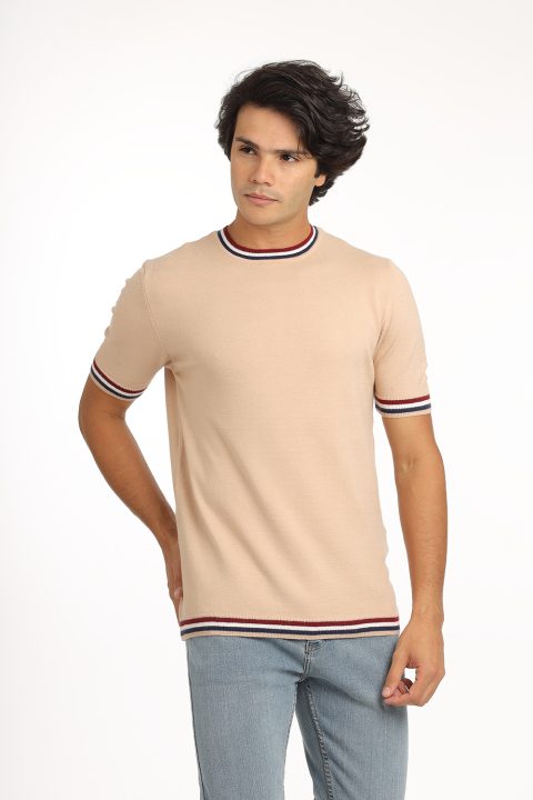 Regular Fit T-Shirt Knitted Beige