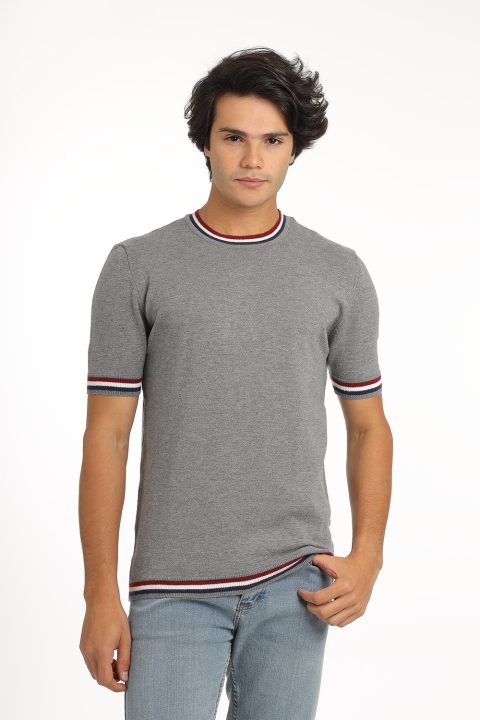 Regular Fit T-Shirt Knitted Gray