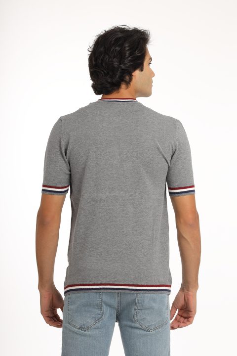 Regular Fit T-Shirt Knitted Gray - Image 3