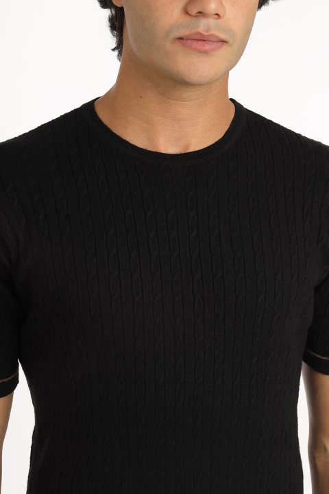 Regular Fit Knitted T-Shirt Black - Image 2