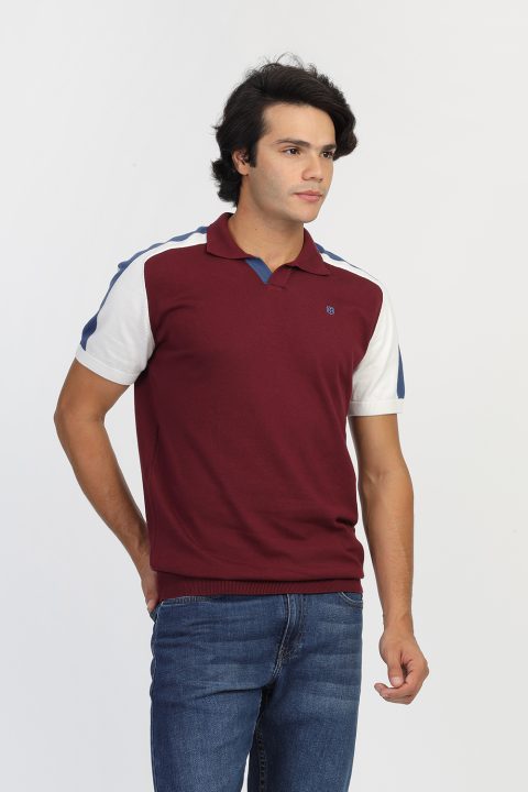 Polo Shirt Regular Fit Knitted Maroon