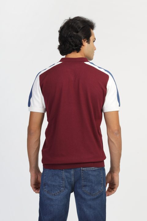 Polo Shirt Regular Fit Knitted Maroon - Image 3