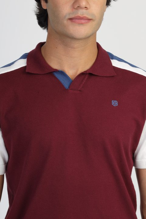 Polo Shirt Regular Fit Knitted Maroon - Image 2