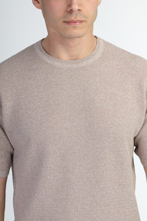 Regular Fit T-Shirt Knitted Beige - Image 2