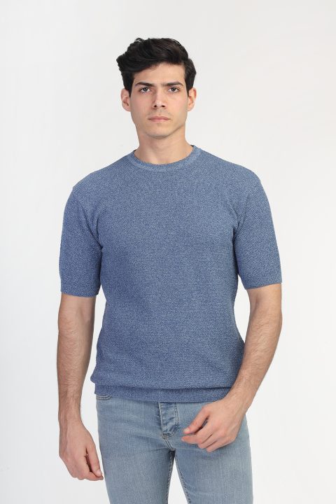 Regular Fit T-Shirt Knitted Blue