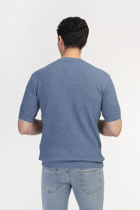 Regular Fit T-Shirt Knitted Blue - Image 3