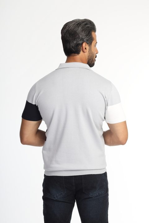 Polo Shirt Regular Fit Knitted Gray - Image 3