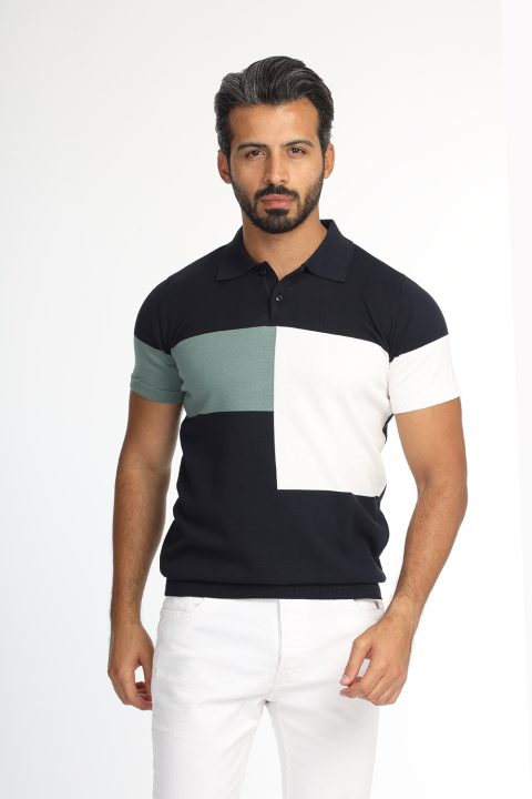 Polo Shirt Regular Fit Knitted Dark Blue