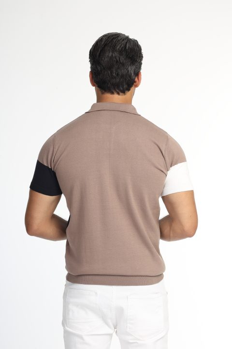 Polo Shirt Regular Fit Knitted Beige - Image 3