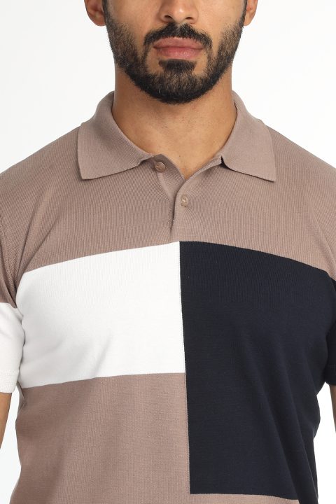 Polo Shirt Regular Fit Knitted Beige - Image 2