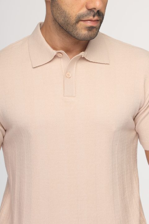 Polo Shirt Regular Fit Knitted Beige - Image 2