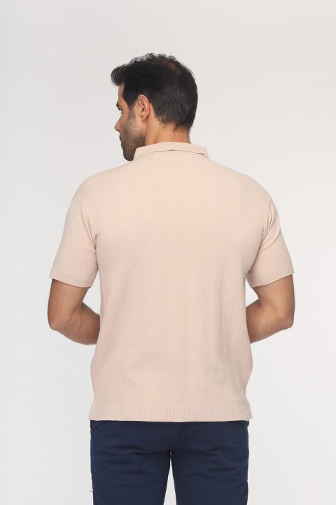 Polo Shirt Regular Fit Knitted Beige - Image 4