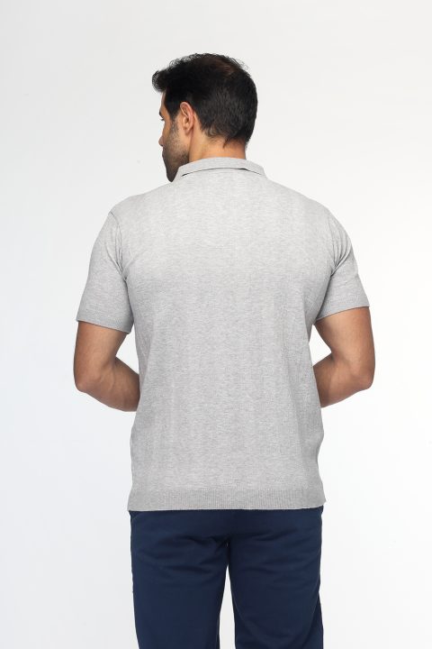 Polo Shirt Regular Fit Knitted Gray - Image 3