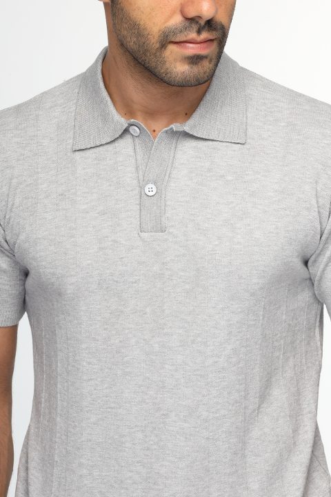 Polo Shirt Regular Fit Knitted Gray - Image 2